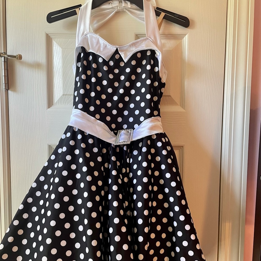 Weissman Black and White polka dot costume
